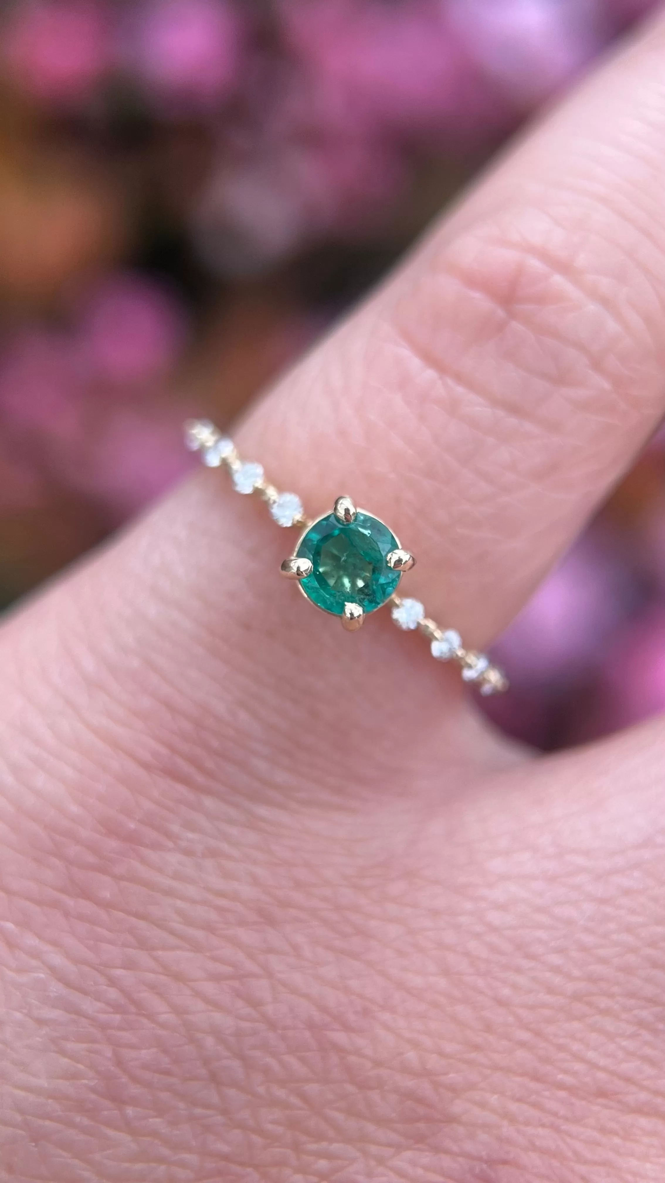 Bella 5mm 0.30ct Round Emerald Spaced Diamond Ring 14K Gold DFR056