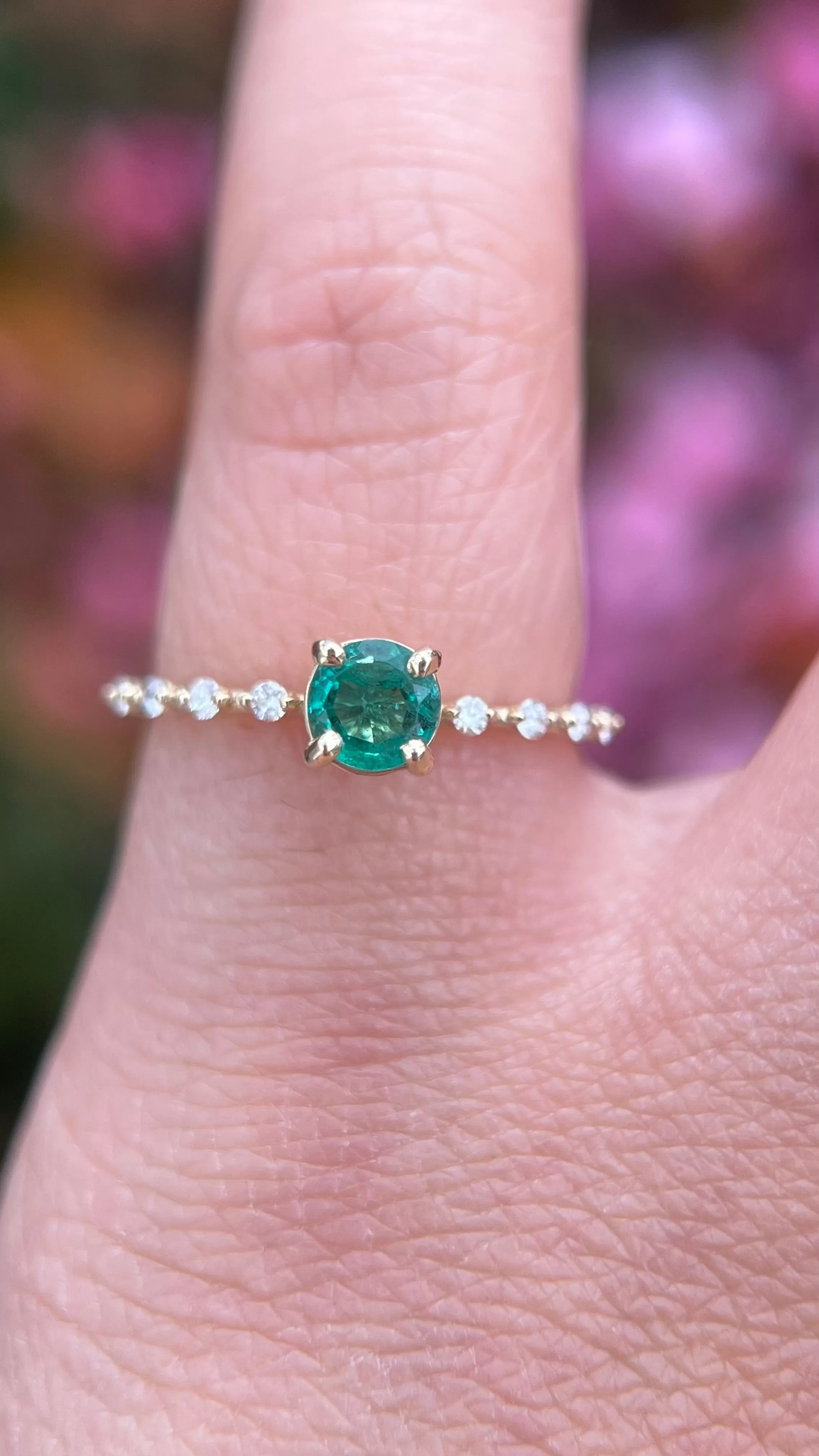 Bella 5mm 0.30ct Round Emerald Spaced Diamond Ring 14K Gold DFR056