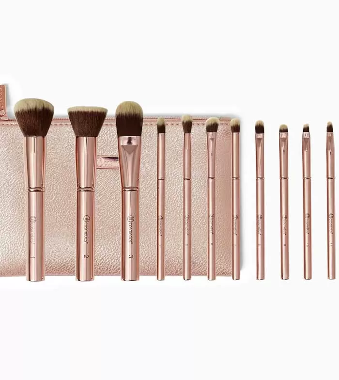 BH Cosmetics - *Metal Rose* - Set de 11 brochas   neceser