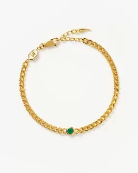 Birthstone Chain Bracelet - May | 18ct Gold Plated Vermeil/Dyed Green Chalcedony