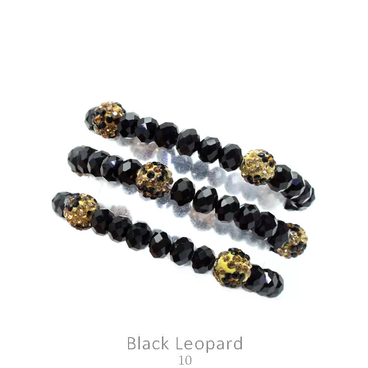 Black & Leopard Crystal 3 Bracelet Set