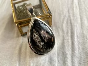 Black Golden Seraphinite Ansley Pendant - Large Teardrop