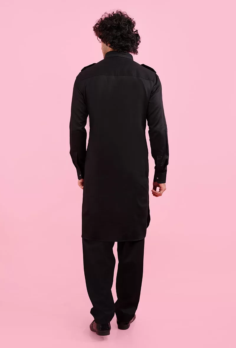 Black Pathani Kurta | Azania