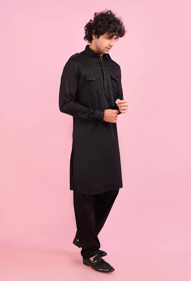 Black Pathani Kurta | Azania