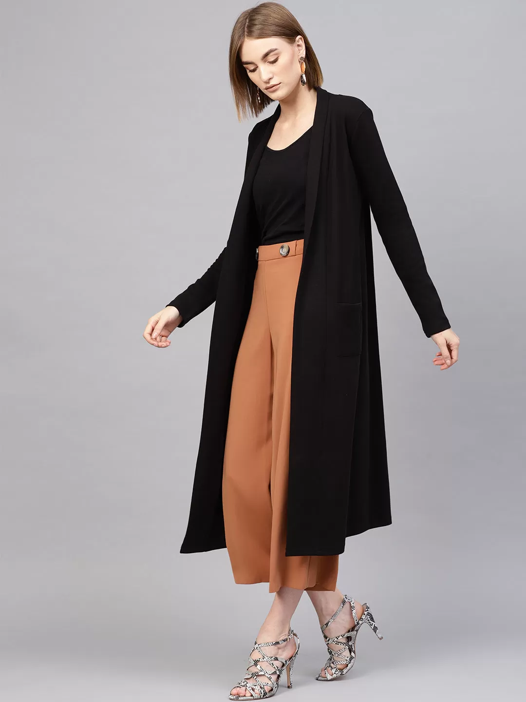 Black Rib Longline Shrug