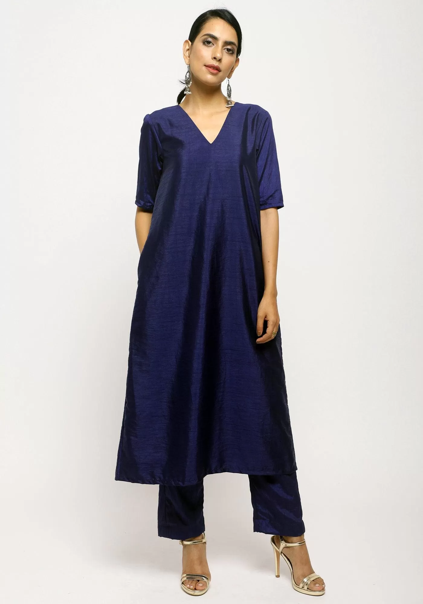 Blue Foil Jacket Kurta Set