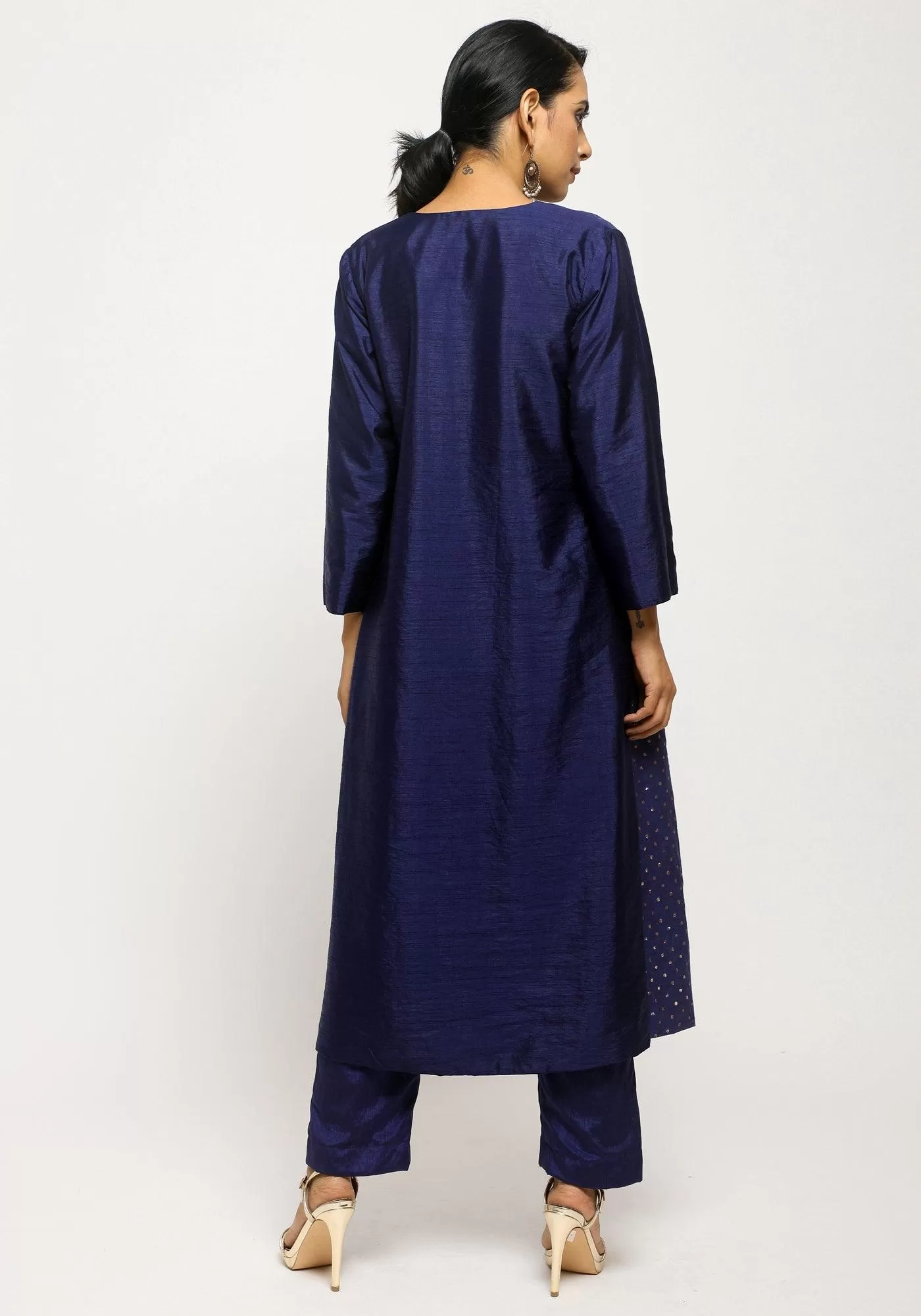 Blue Foil Jacket Kurta Set