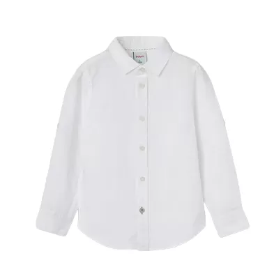 Boboli long-sleeved linen shirt for children and boys 736039-1100 white