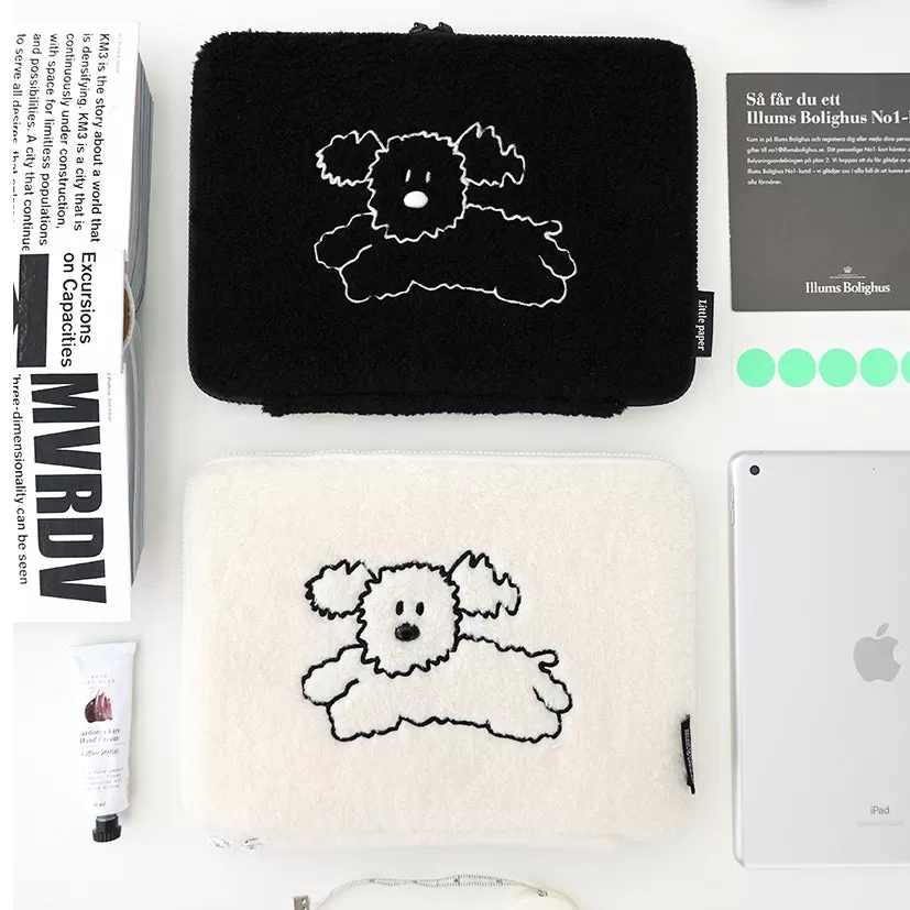 Boucle Cute Dogs Character 11 iPad Laptop Sleeves Cases Protective Covers Purses Handbags Square Sponge Pouches Designer School Collage Office Shearling