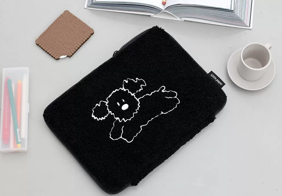 Boucle Cute Dogs Character 11 iPad Laptop Sleeves Cases Protective Covers Purses Handbags Square Sponge Pouches Designer School Collage Office Shearling