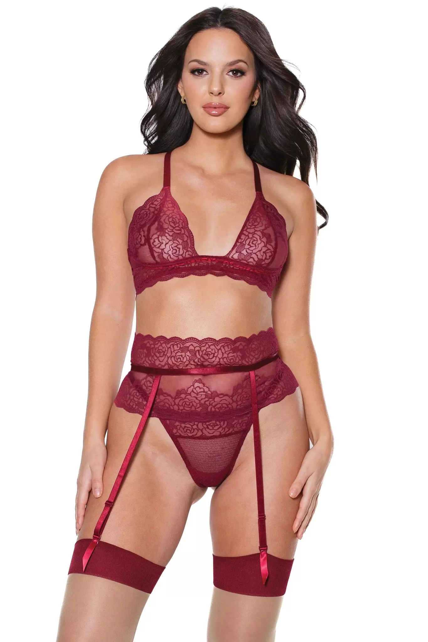 Bra, Garter Belt & Thong Set