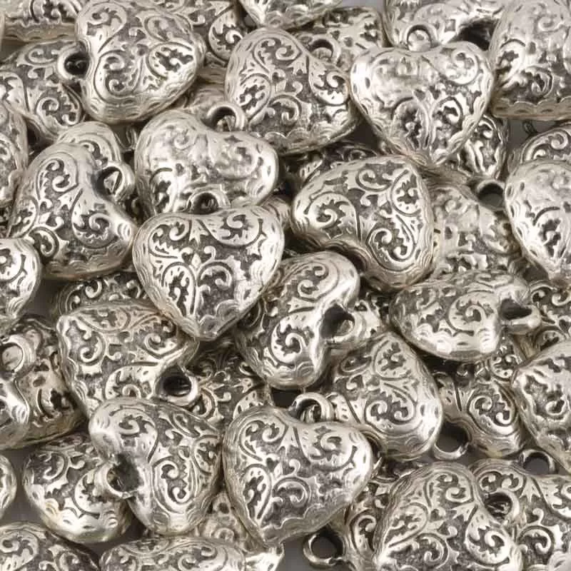 Casting-18x20mm Ornate Heart Charm-Antique Silver-Quantity 1