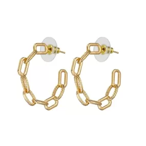 Chania Chain Link Stud Hoop Earrings Gold