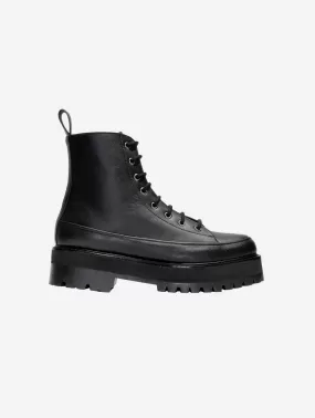 Chunky Unisex Lace-Up Vegan Boots | Black