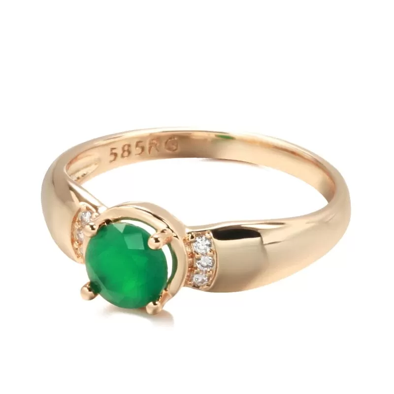 Circle Cut Emerald Gold Ring