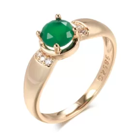 Circle Cut Emerald Gold Ring