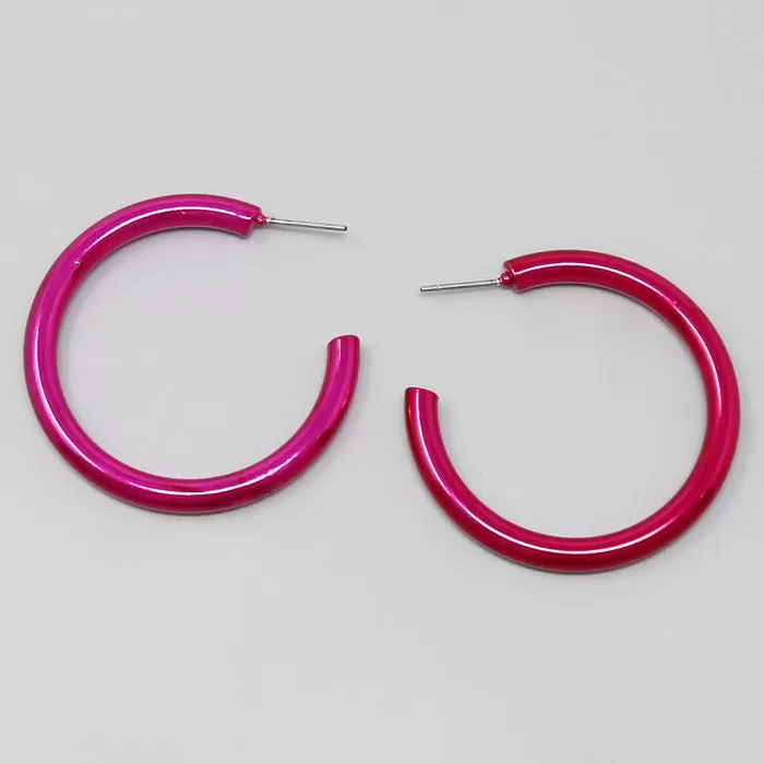 Color Dipped Metal Tube Hoop Earrings