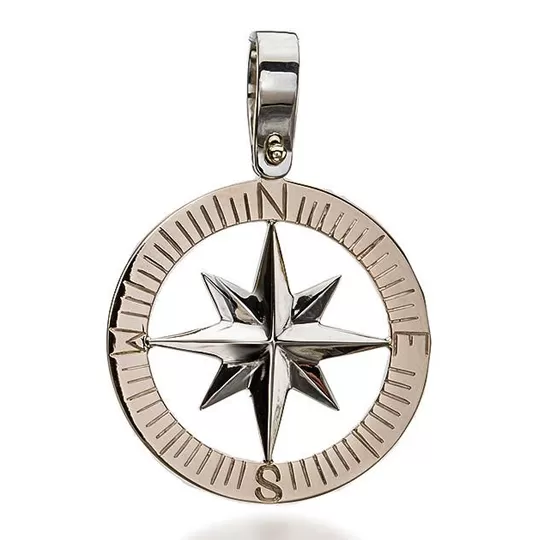 Compass Rose Classic Grande 14K Gold Hand-EngravedPendant