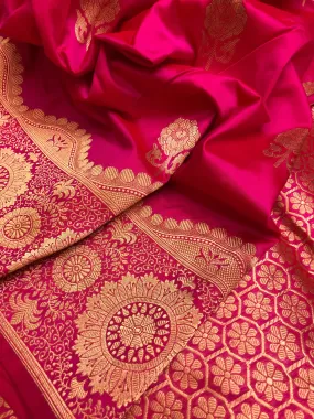 Deep Magenta Color Pure Katan Banarasi Saree