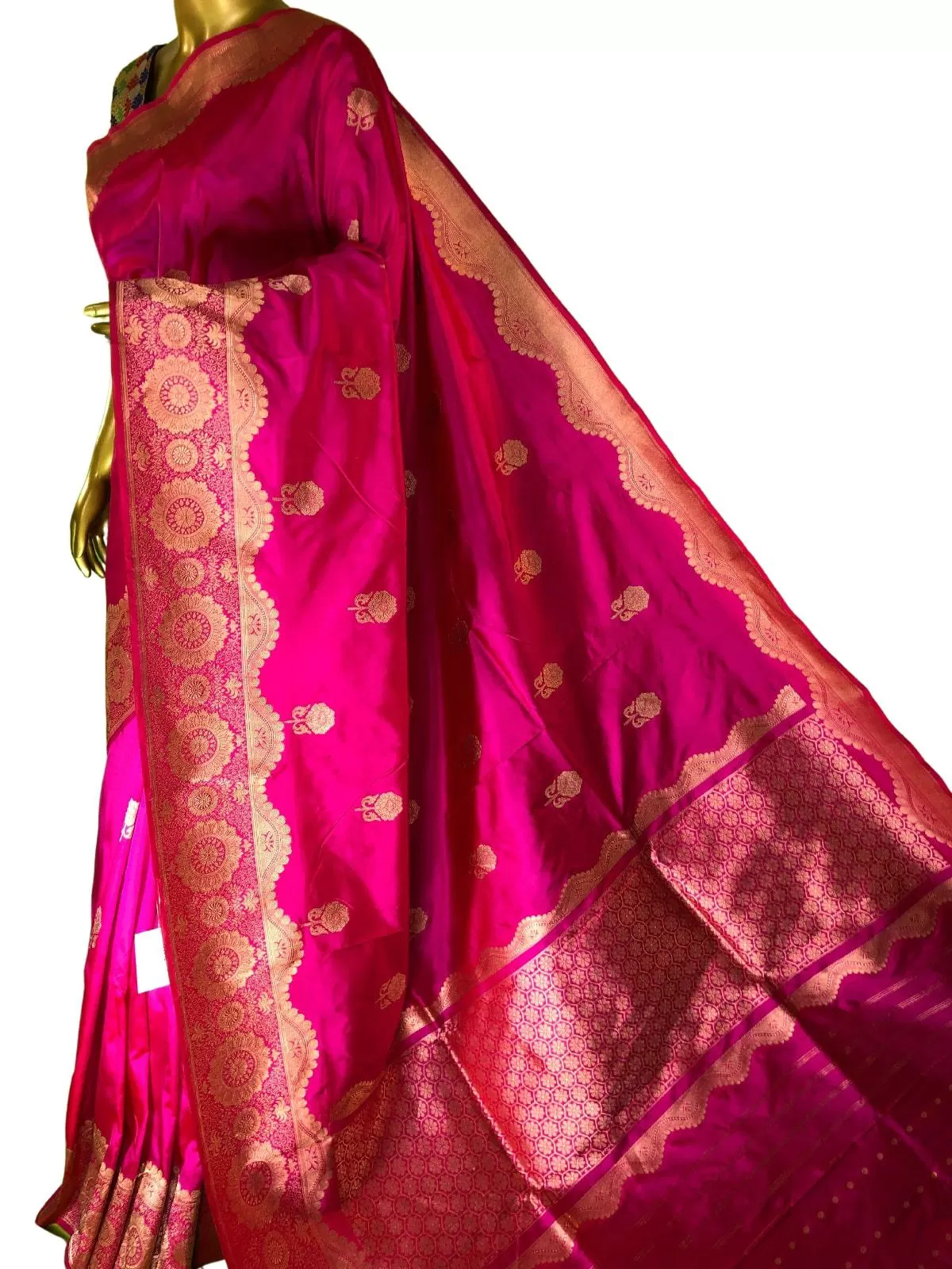 Deep Magenta Color Pure Katan Banarasi Saree