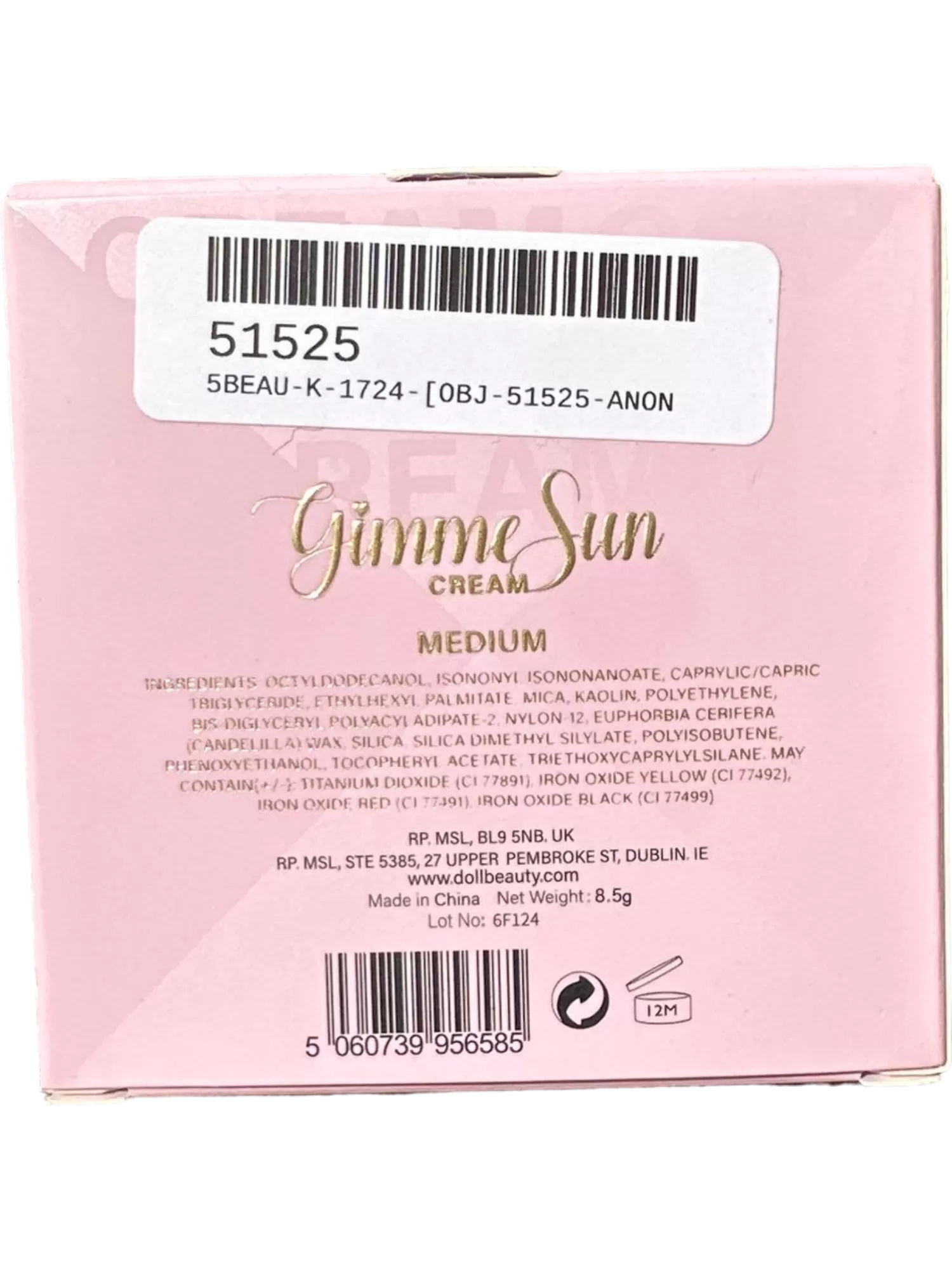 Doll Beauty Gimme Sun Cream Bronzer 10g Medium - Vegan