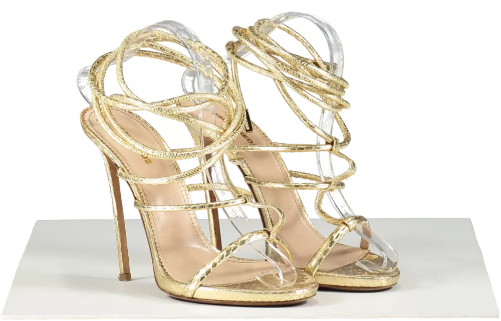 DSQUARED2 Metallic Snakeskin Strappy Sandals UK 6 EU 39 👠