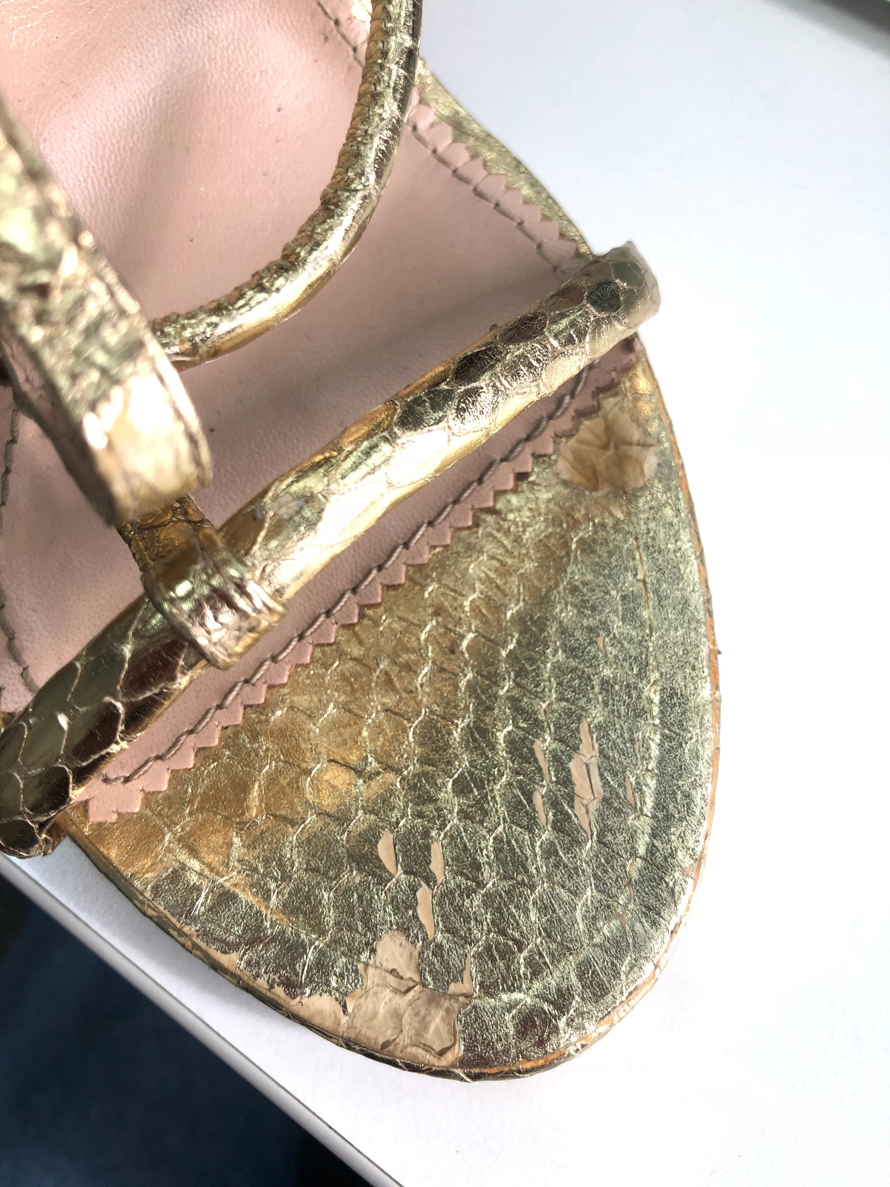 DSQUARED2 Metallic Snakeskin Strappy Sandals UK 6 EU 39 👠