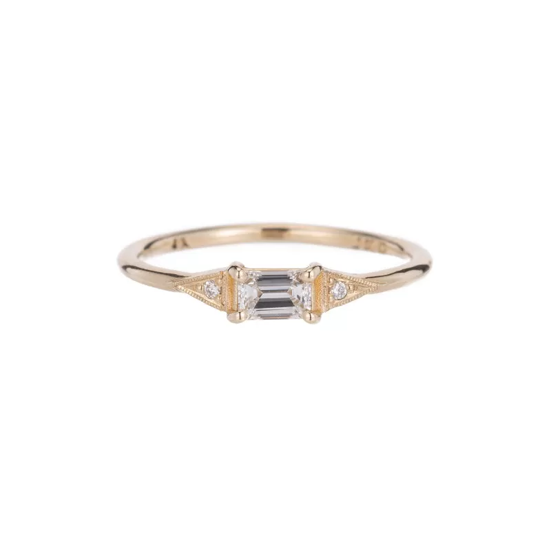 Emerald Cut Diamond Deco Ring