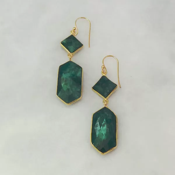 Emerald Double Drop Earrings