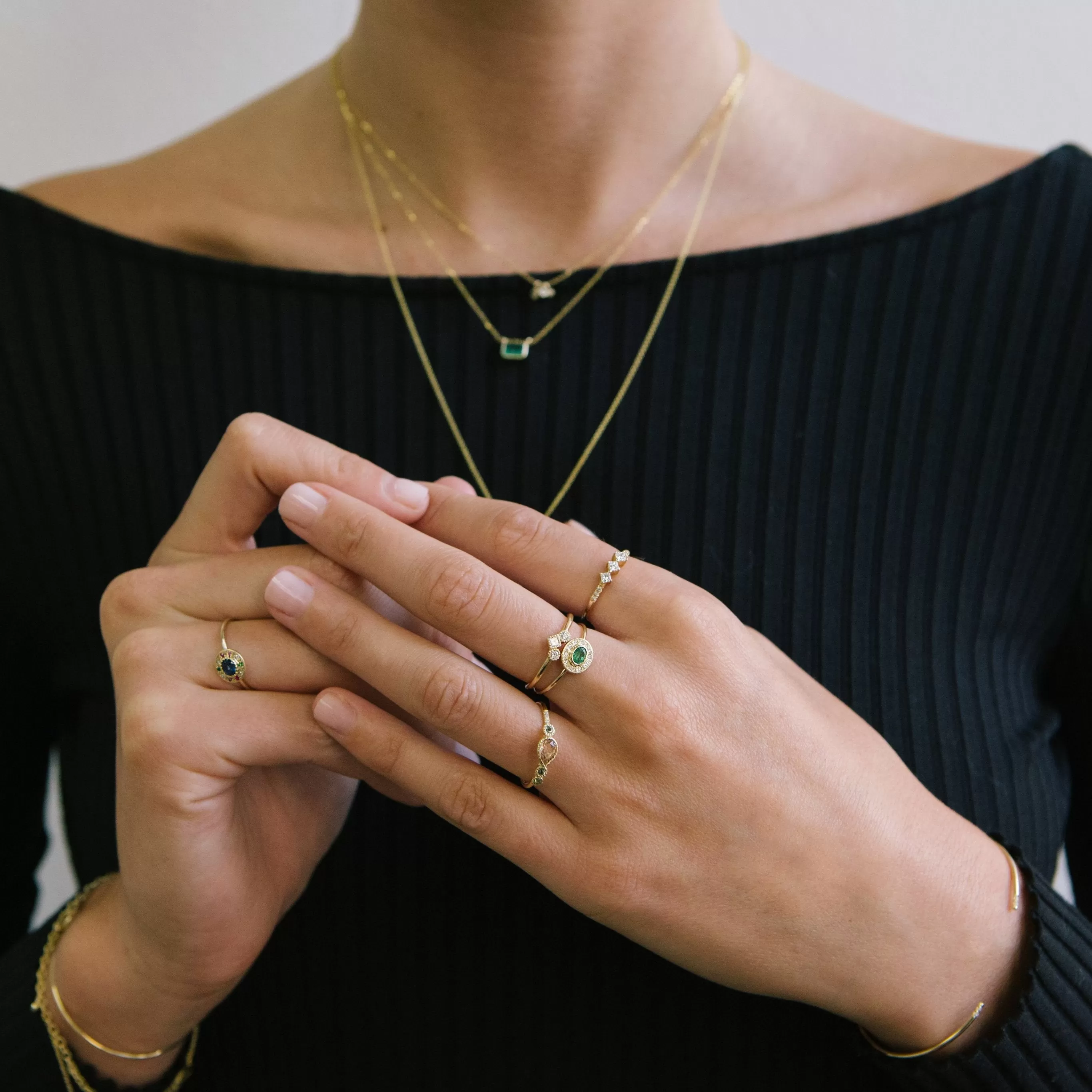 Emerald Halo Ring