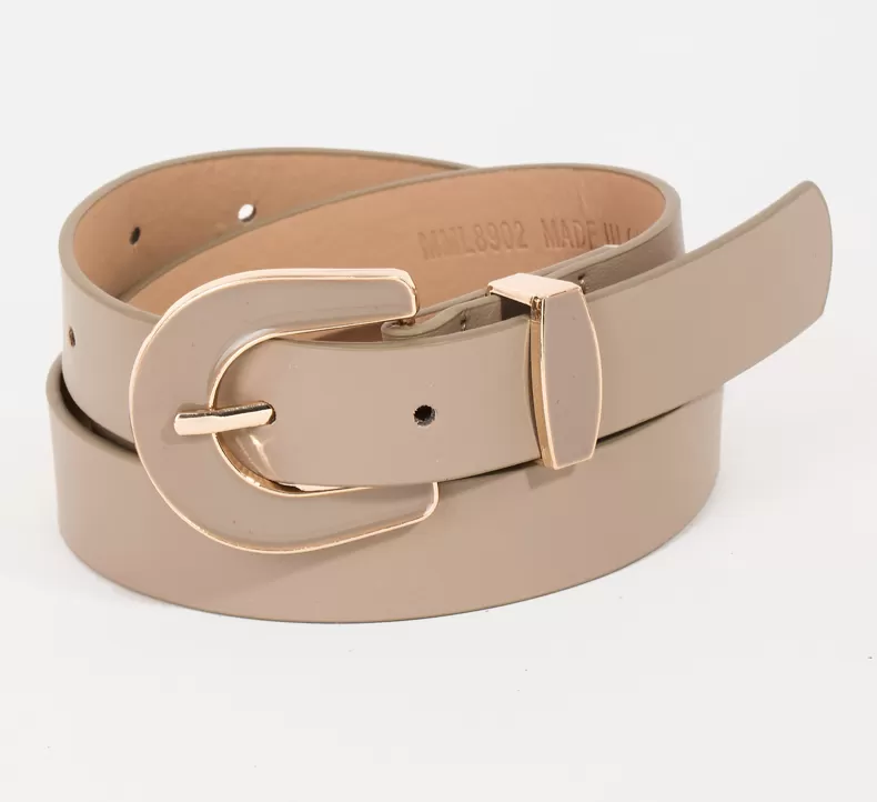 Enamel Buckle Vegan Leather Belt