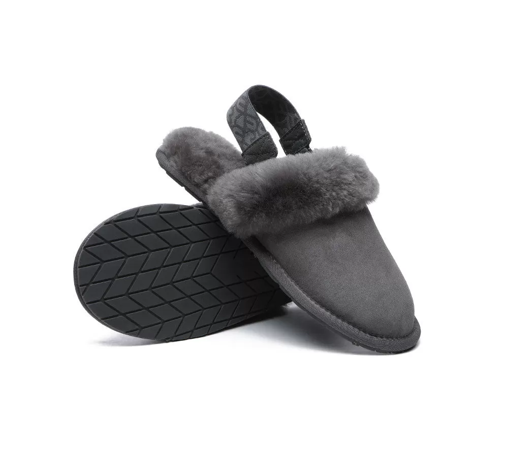 EVERAU Removable Strap Slingback Sheepskin Slippers Lonsdale