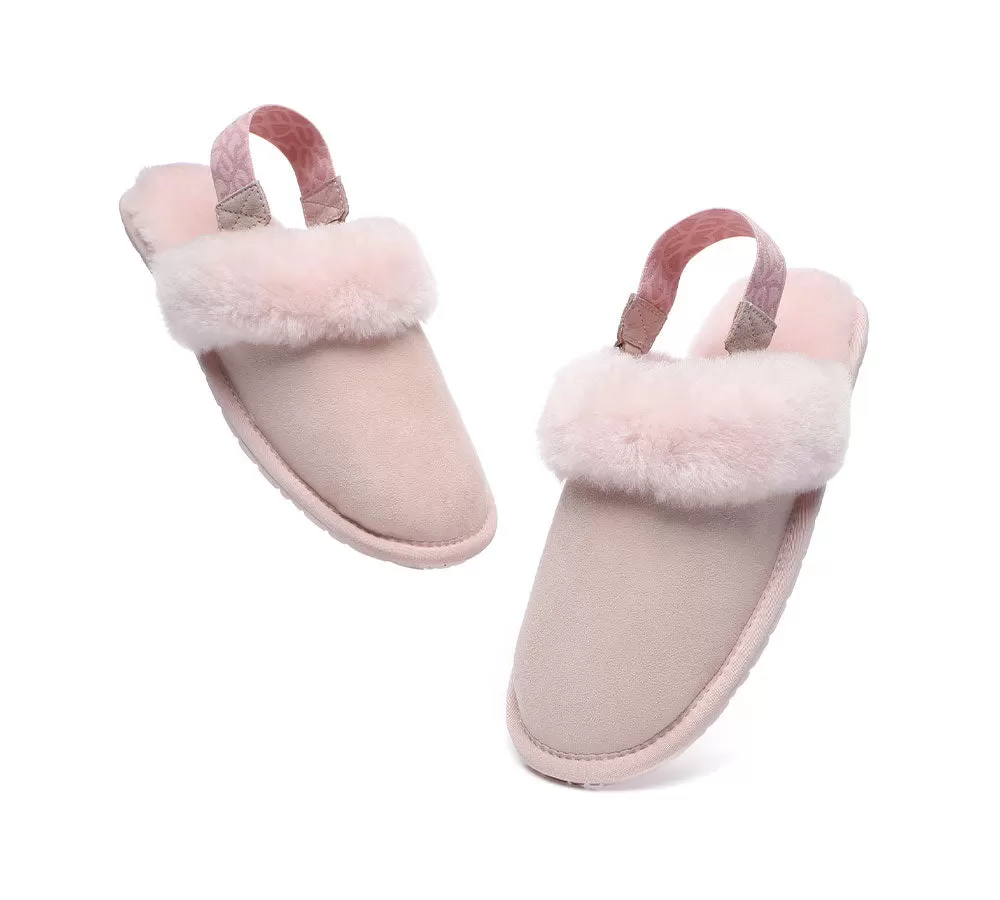 EVERAU Removable Strap Slingback Sheepskin Slippers Lonsdale