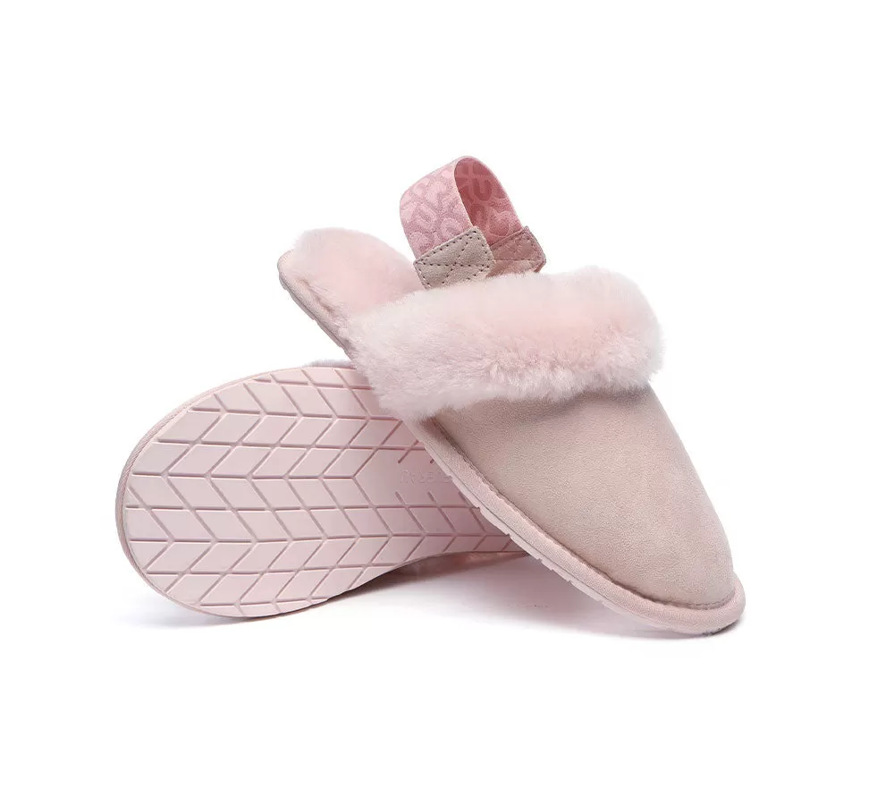 EVERAU Removable Strap Slingback Sheepskin Slippers Lonsdale