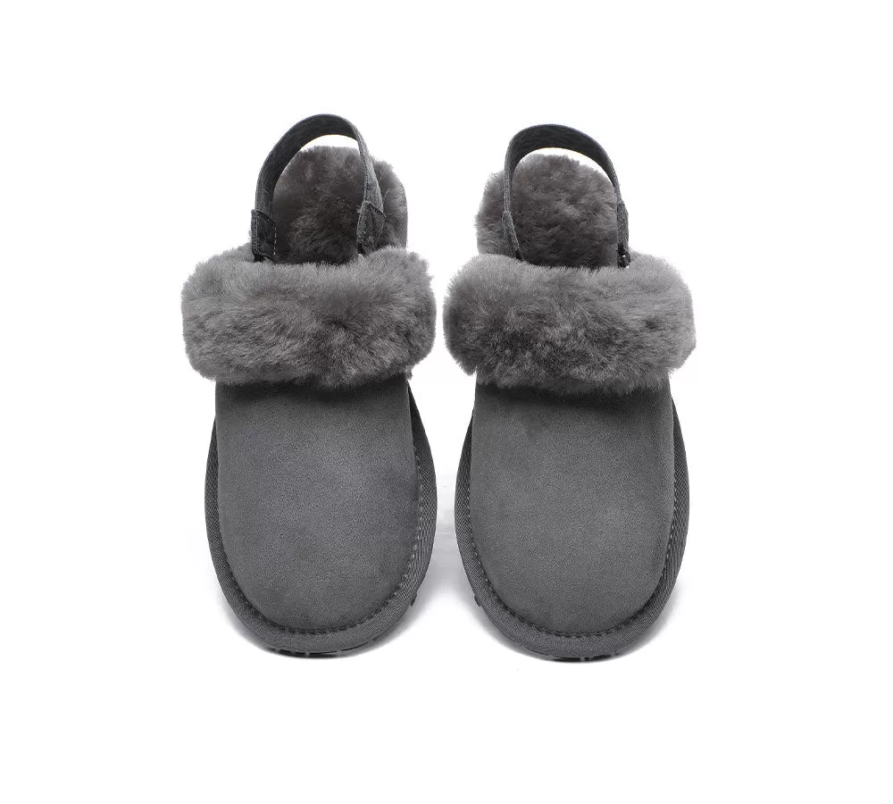 EVERAU Removable Strap Slingback Sheepskin Slippers Lonsdale