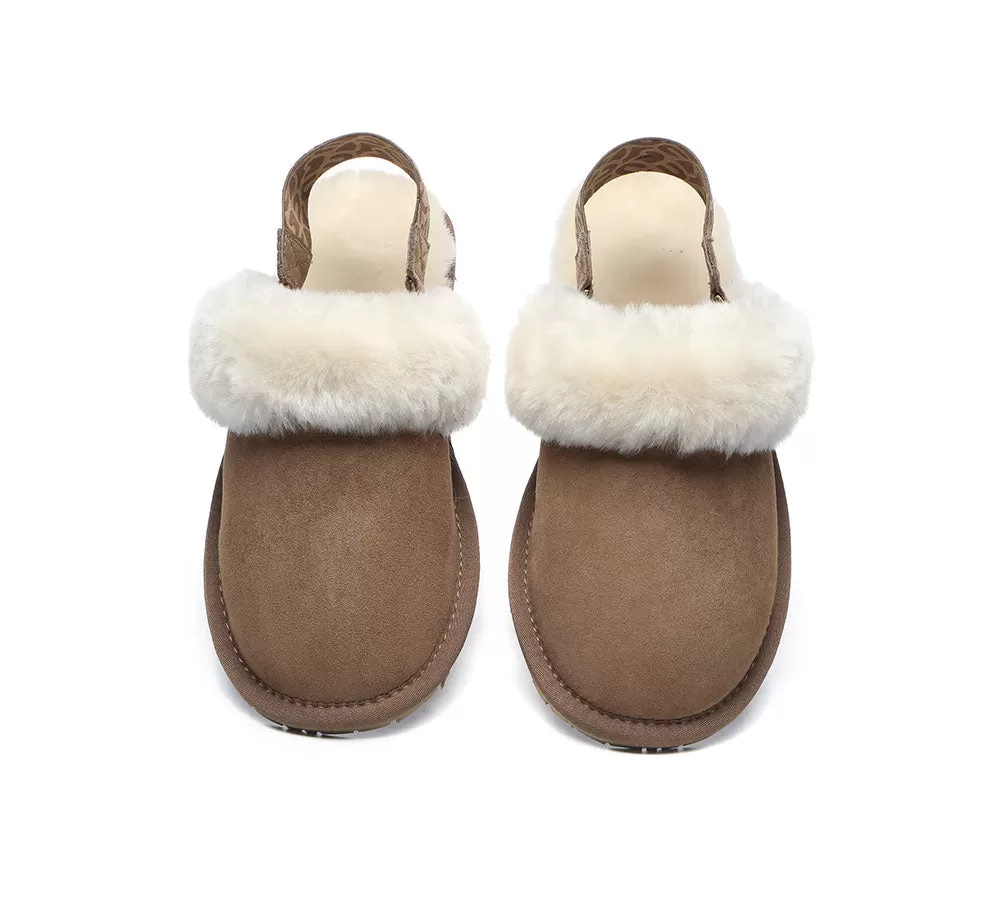 EVERAU Removable Strap Slingback Sheepskin Slippers Lonsdale