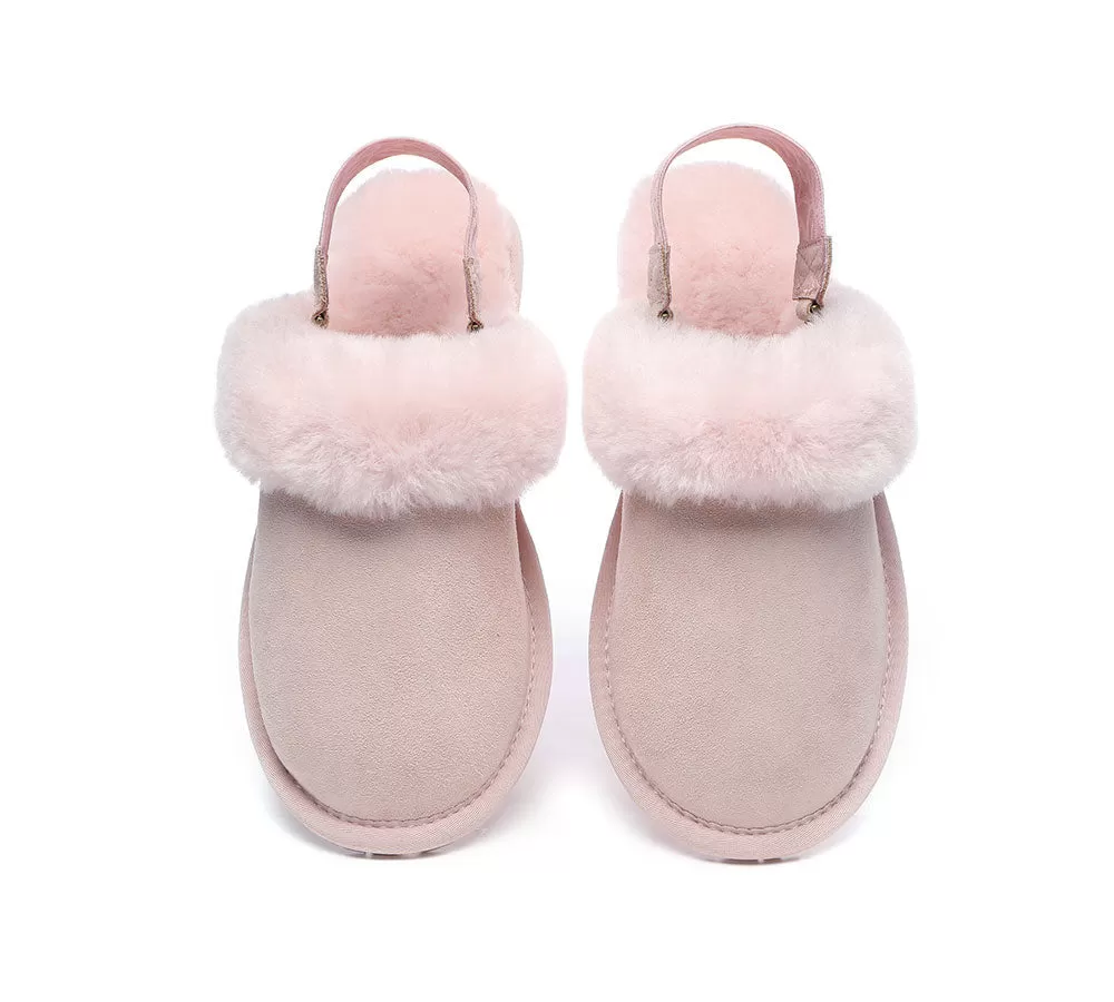 EVERAU Removable Strap Slingback Sheepskin Slippers Lonsdale