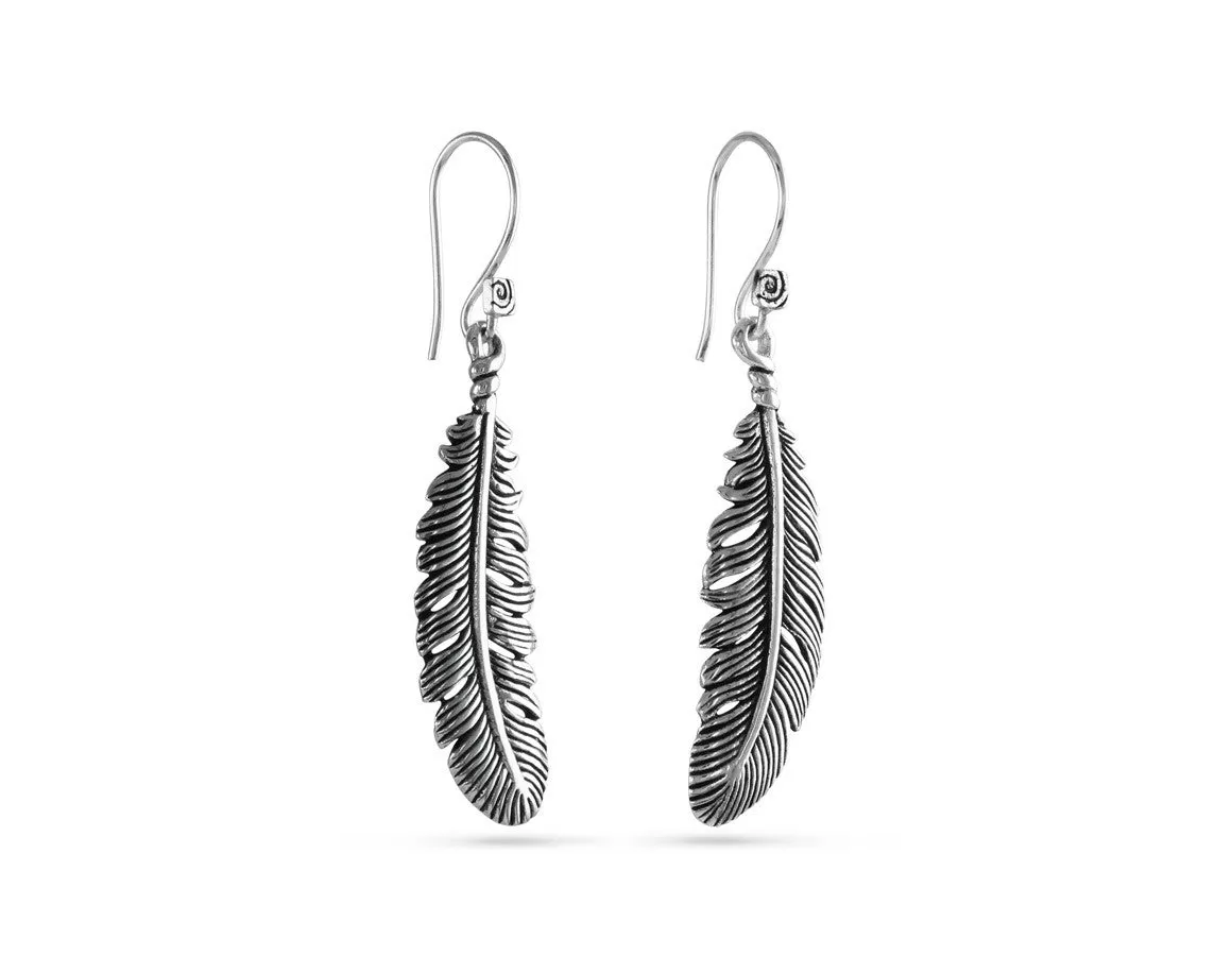 Feather Earrings - Silver