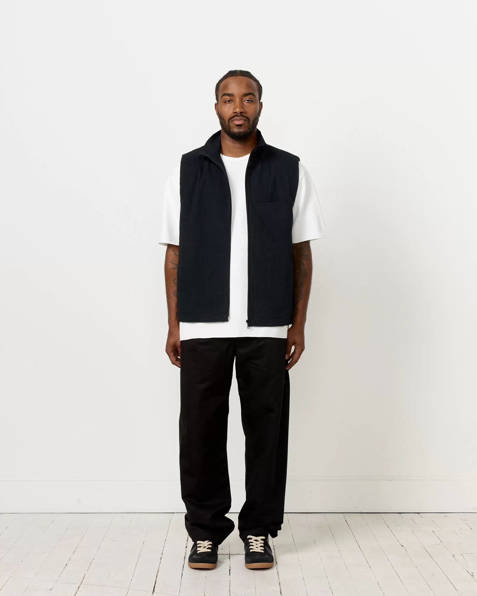 Full Zip Track Vest in Black