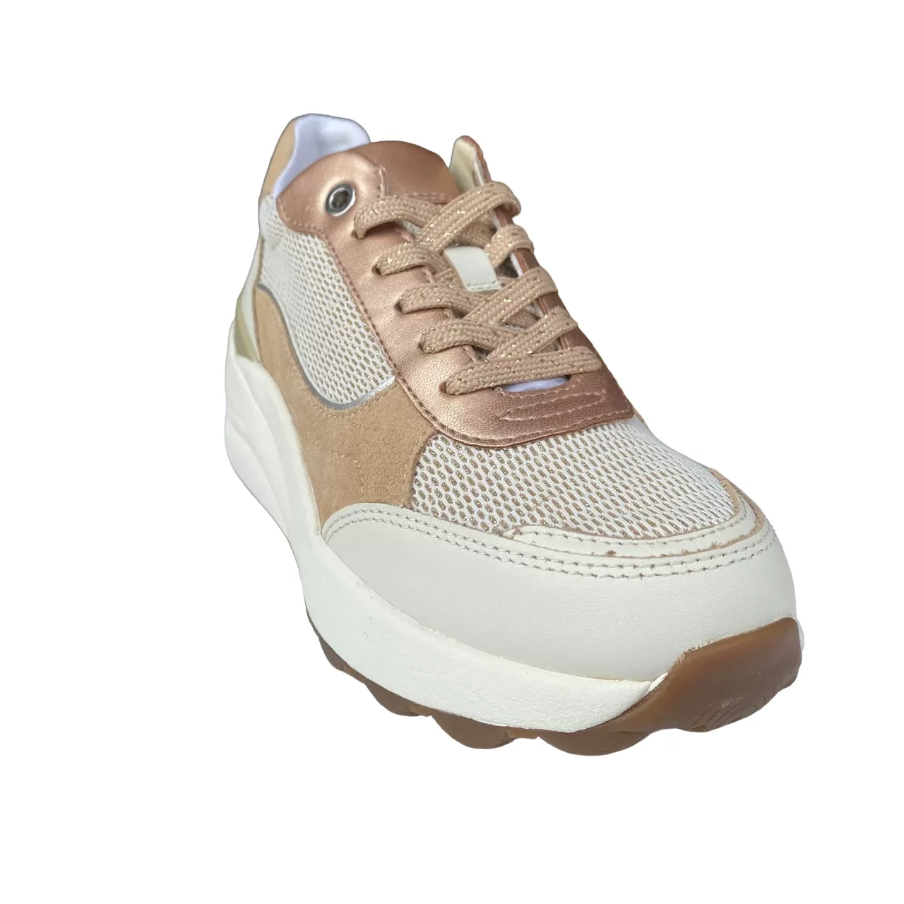 Geox women's sneakers shoe with raised heel SPHERICA EC13 off-white-beige