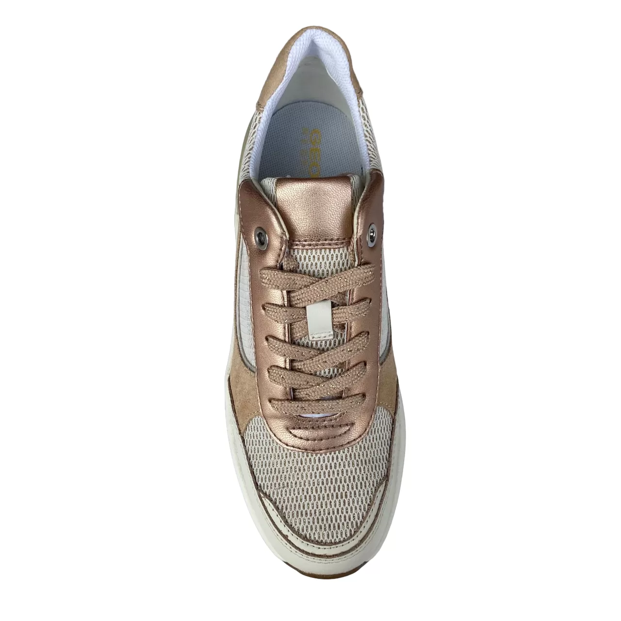 Geox women's sneakers shoe with raised heel SPHERICA EC13 off-white-beige