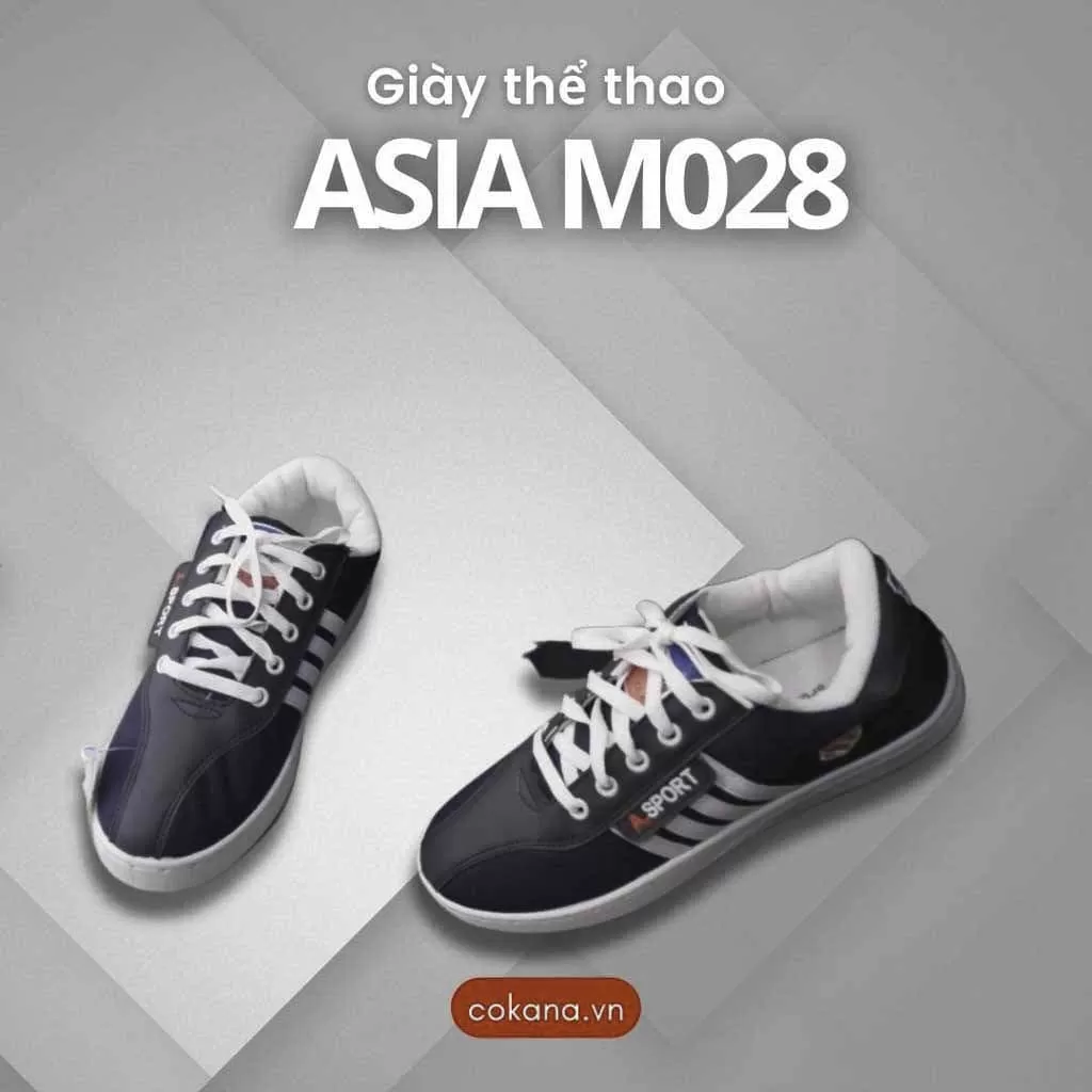 Giày Asia Sport đen sọc trắng M028