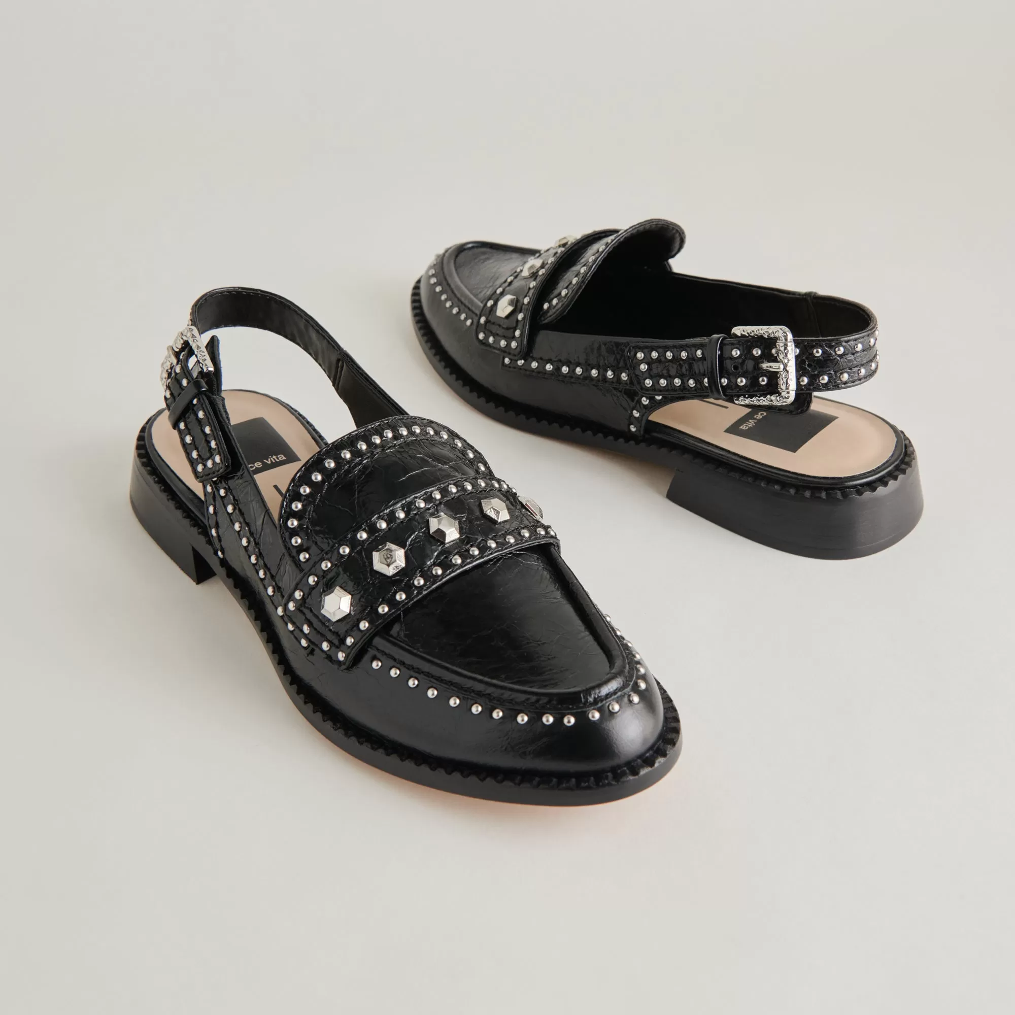 HARDI STUD LOAFERS MIDNIGHT CRINKLE PATENT