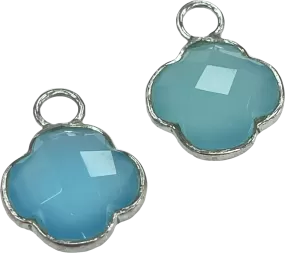 Heavenly London Silver / Blue Amethyst Clovers Detachable Drops For Huggies/hoop Earrings