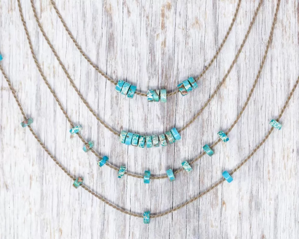 Heishi Bohemian Necklace-1115-Turquoise Howlite