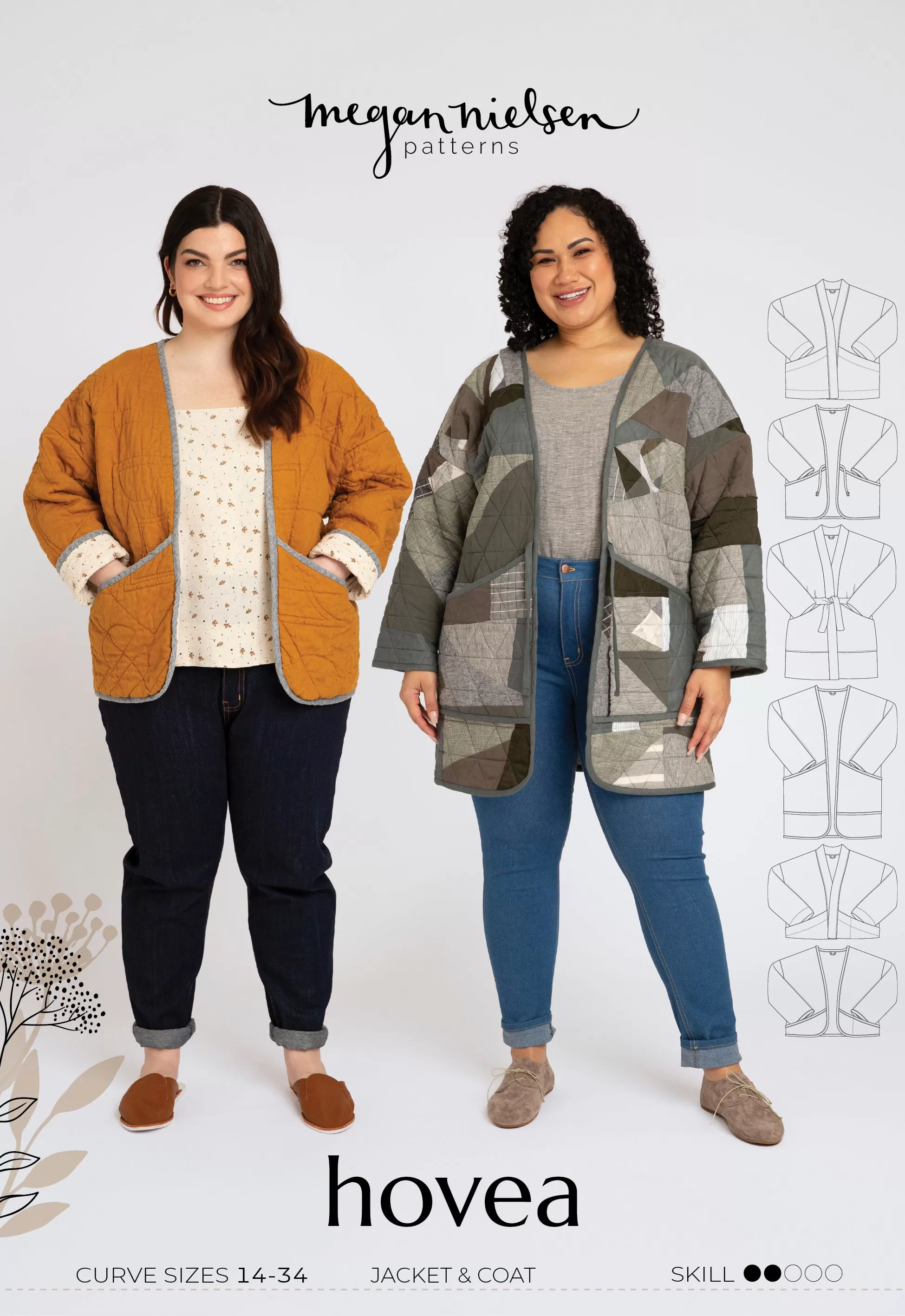 Hovea Quilted Jacket Sewing Pattern by Megan Nielsen Patterns, Plus Sizes 14-34