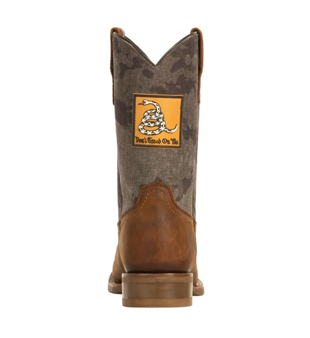 'Howitzer' Men's 10 Freedom Don't Tread Western Square Toe - Brown