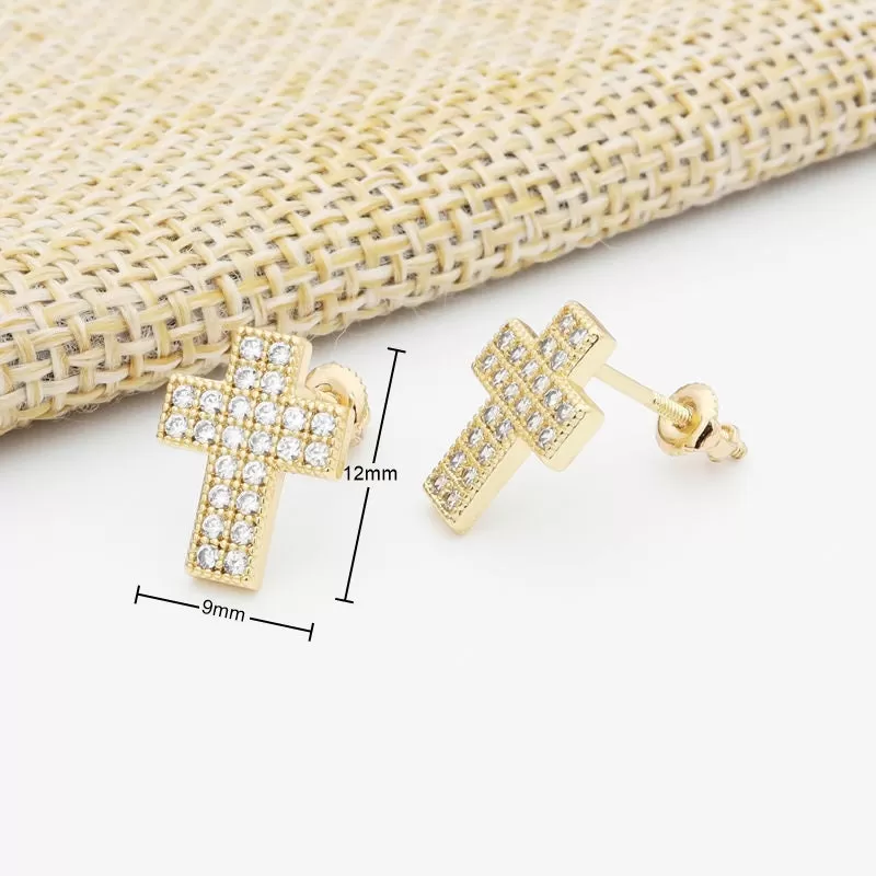 Iced Out Cross Stud Earrings