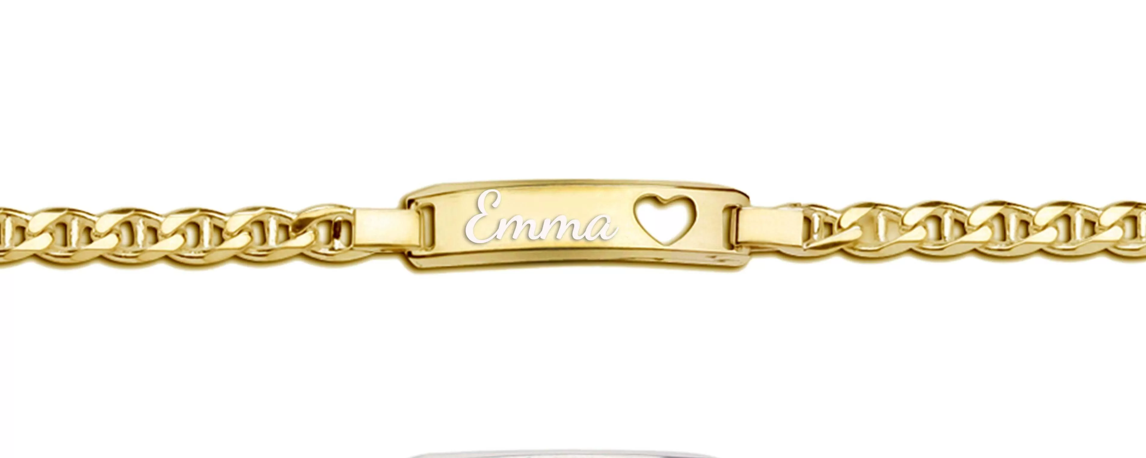 ID Bracelet (Heart) FREE Engraved - Sterling Silver or 14K Gold Plated for Kids