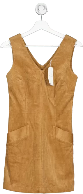 Jack wills Brown Hillmead Corduroy Dress Camel UK 4